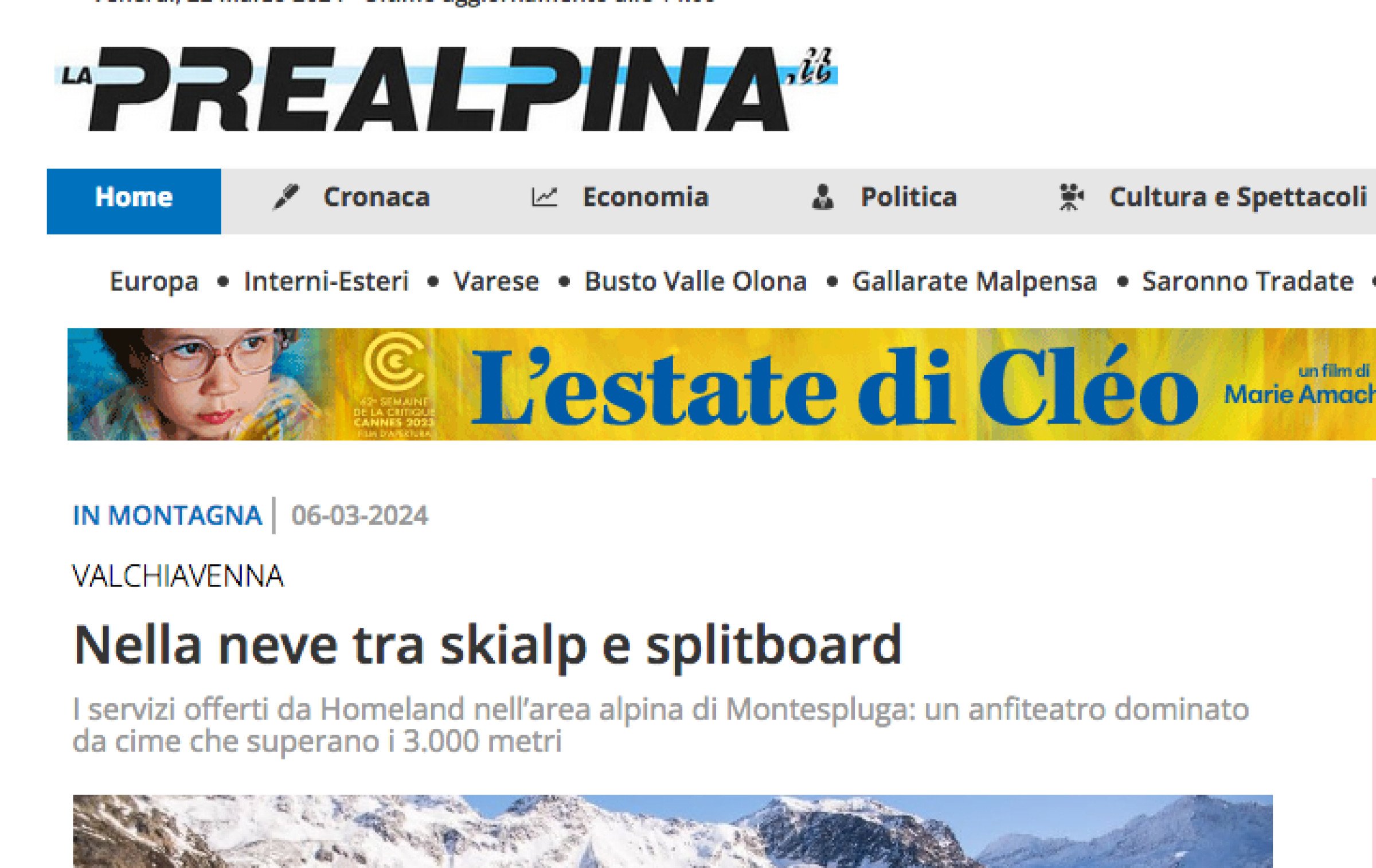 Il sito "La prealpina .it" dedica un articolo a Homeland